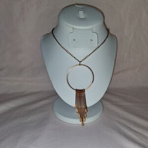 "O" Spoon Tassel Pendant Copper Necklace Circle Metal Modern Art Necklace